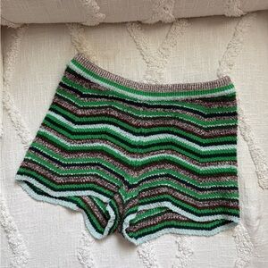 FP Movement by Free People Green and Brown Striped Shorts